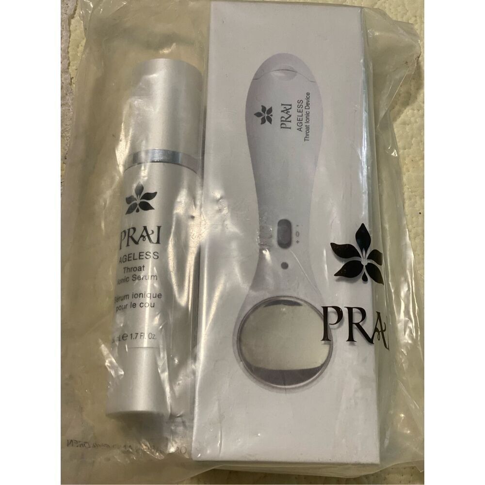 Prai Ageless Throat Ionic Device & Throat Ionic Serum 1.7 oz NEW SEALED